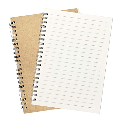 Ykimok 2-Pack Wide Ruled Notebook, Soft Yellow Cover Spiral Notebook, Memo Notepad Sketchbook, Students Office Business Diary Spiral Book Journal,100 Pages, 50 Sheets, 100GSM Paper, 7.48 x 5.11 Inch - Image 1