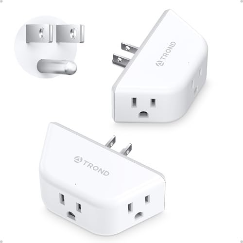 TROND Multi Plug Outlet Extender 2 Pack - Electrical Wall Splitter, 3 Way Angled Wall Outlet Adapter, Cruise Essentials, Small Multiple Plug Expander for Cruise Ship Home Office Dorm Room, White - Image 1