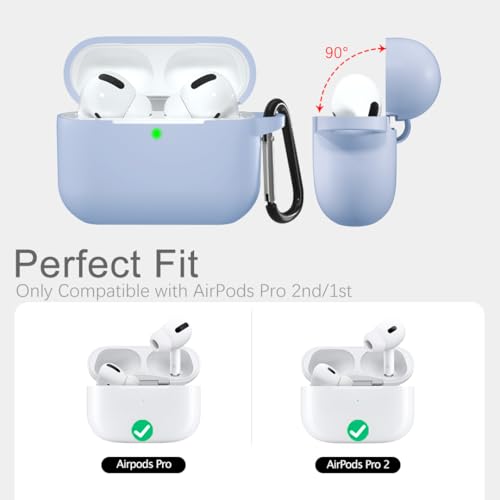 Lerobo Compatible with AirPods Pro 2 Case Cover,Shockproof Full Protective Cover Case for Airpod Pro Supports Wireless Charging with Carabiner Front LED Visible,Lilac - Image 3
