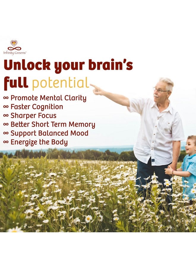 Infinity Greens Infinity Memory and Focus Supplement, Superfood Brain Fuel with Organic Lions Mane Mushroom, Ashwagandha, Holy Basil, & Turmeric, Supplements for Women and Men (150 Capsules)  - Image 2