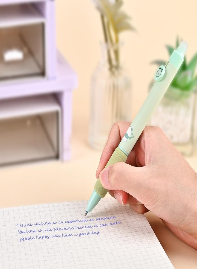 BAYTORY 18Pcs Erasable Gel Pens, 8Pcs Blue Ink Pens & 10Pcs Black Refills, Cute Retractable Pen with Eraser, 0.5mm Fine Point, Quick Dry Gel Ink Pen, for Crossword Puzzles (Green) - Image 3
