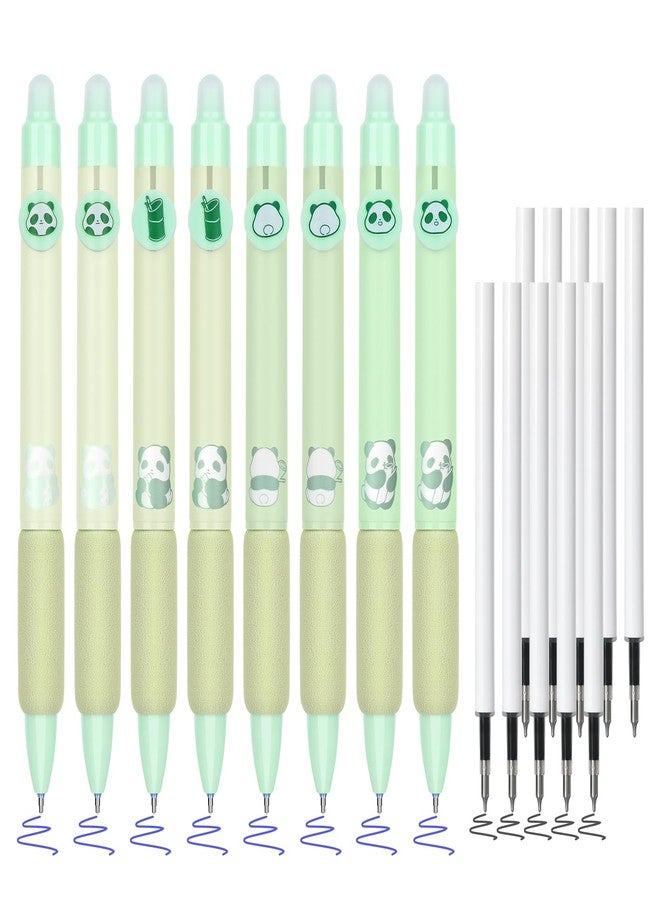 BAYTORY 18Pcs Erasable Gel Pens, 8Pcs Blue Ink Pens & 10Pcs Black Refills, Cute Retractable Pen with Eraser, 0.5mm Fine Point, Quick Dry Gel Ink Pen, for Crossword Puzzles (Green) - Image 1