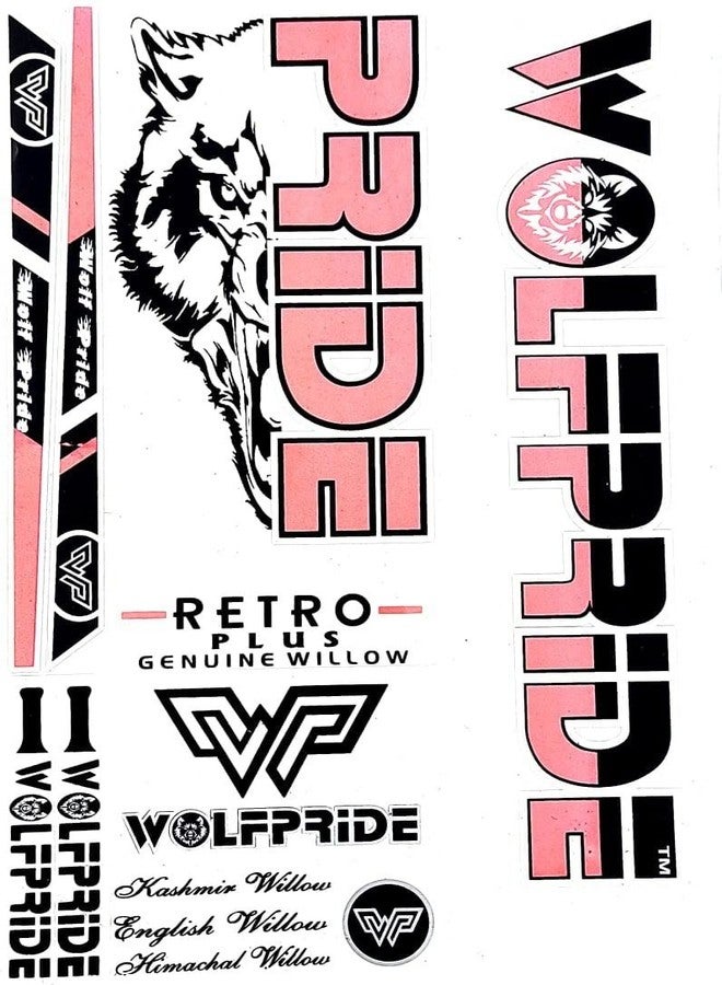 WOLF PRIDE RETRO PLUS PINK CLASSIC CRICKET BAT STICKER Bat Sticker (Pink) - Image 2