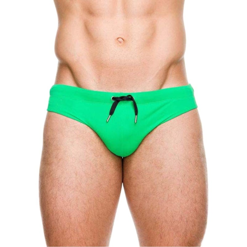Foreign trade Men''s triangle swimming trunks solid color lace U-shaped cup sexy nylon beach swimming pool hot spring Plus Size swimming trunks - Image 2