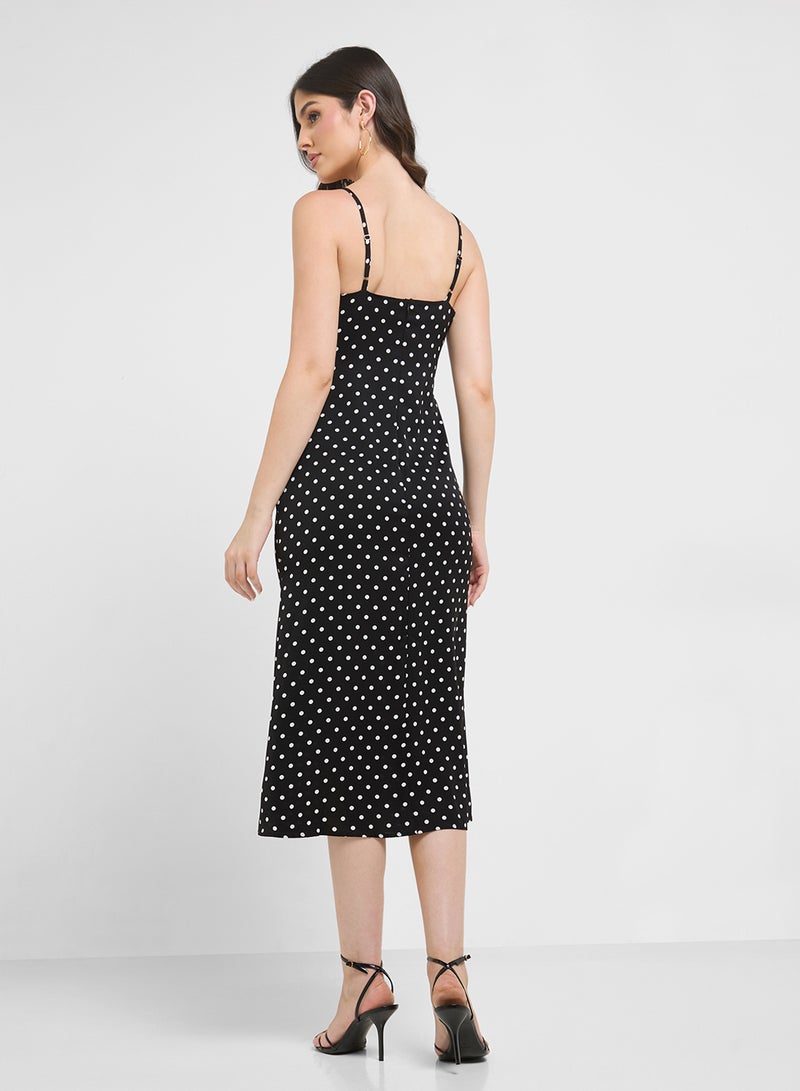 ELLA Polka Print Slip Dress  - Image 2