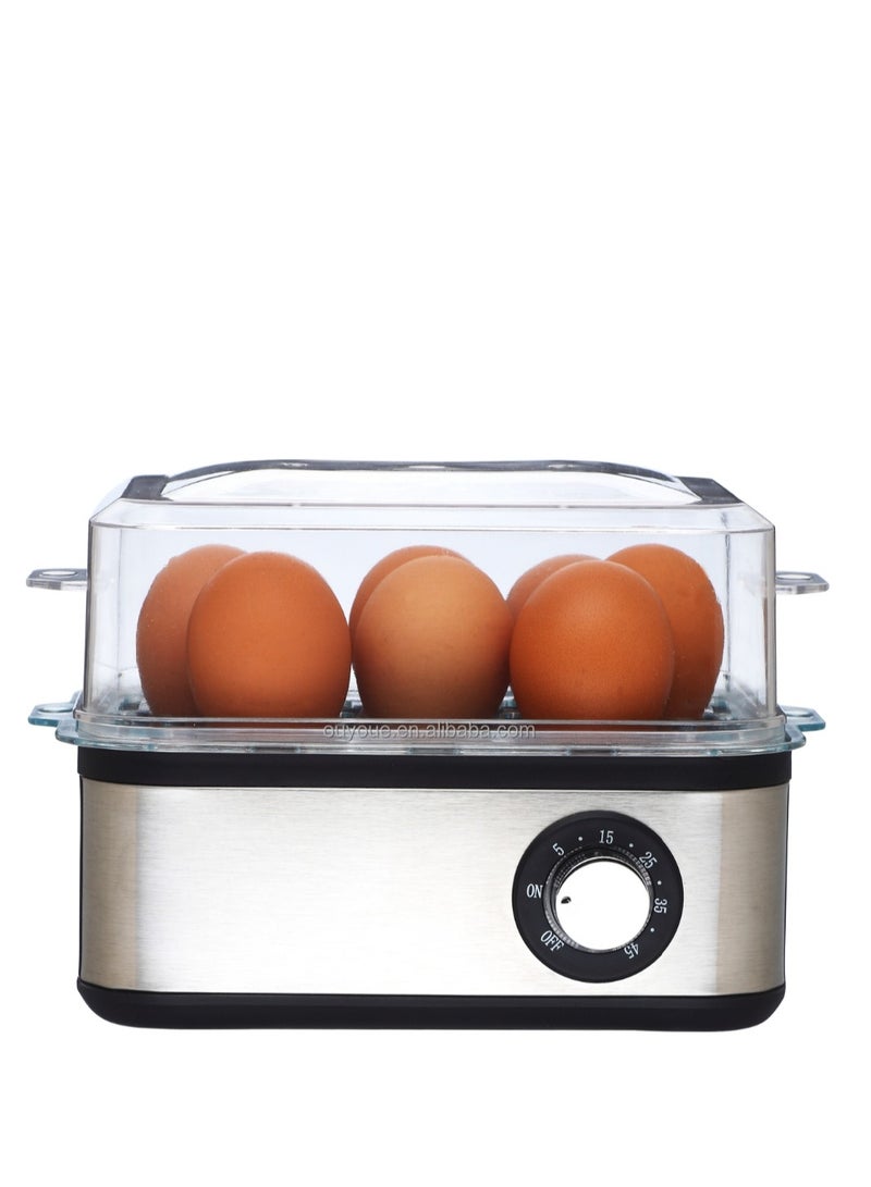 Efficient 400W Electric Egg Boiler: Cooks Up to 8 Eggs Perfectly for Kids and Family Meals, Features Stainless Steel Construction and Precise Timer Functionality  - Image 1