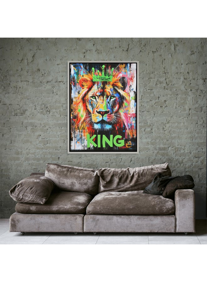 Art Decor Art Decor Framed Canvas Wall Art of Colorful Pop Art Lion Artwork Street Graffiti of Wild Animal Portrait Urban Print Wall Décor for Office Home Living Room Bedroom Home Décor Gifting  - Image 3