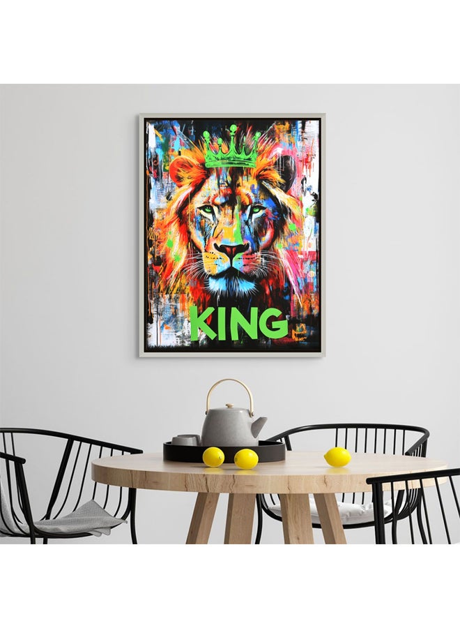 Art Decor Art Decor Framed Canvas Wall Art of Colorful Pop Art Lion Artwork Street Graffiti of Wild Animal Portrait Urban Print Wall Décor for Office Home Living Room Bedroom Home Décor Gifting  - Image 2