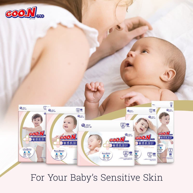 Goon GOO.N Plus+ Diapers L Size (up to 31 lb) Unisex 54 Count Japanese Tape Straps Sensitive Skin, Made in Japan - Image 4