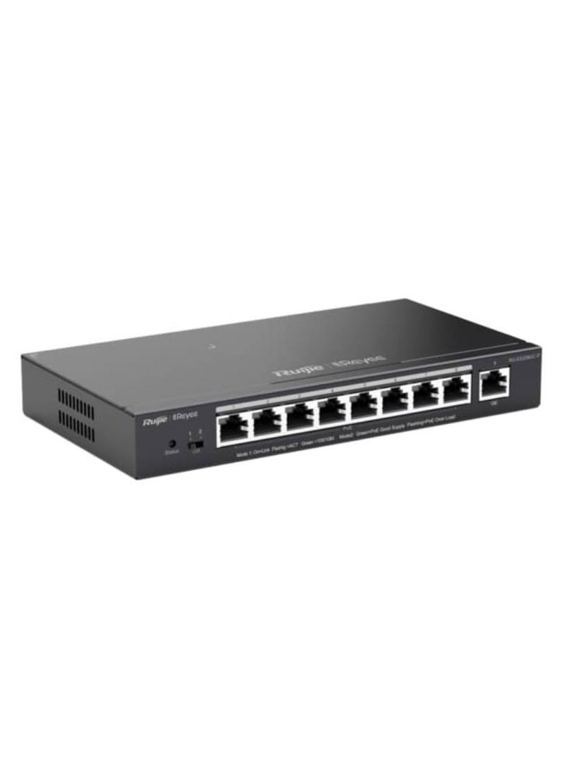 Ruijie - Ruijie 10-Port Gigabit Smart PoE Switch – 8 PoE+ Ports + 2 Uplink | 70W Power Budget | Desktop Steel Case - Image 1