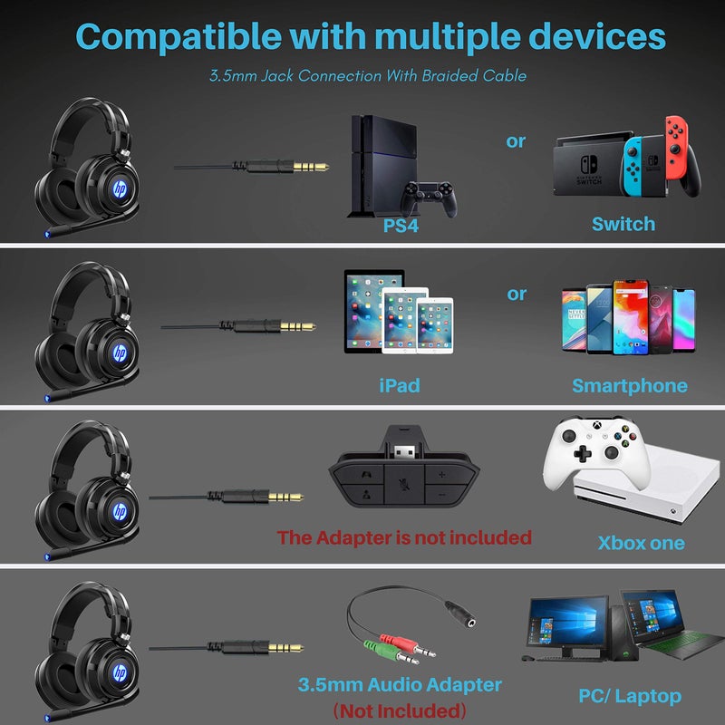 HP PS5/PS4 Gaming Headset Wired Headphones with Microphone for PC  Nintendo Switch  Laptop  Headphones Wired and LED Light - Image 3