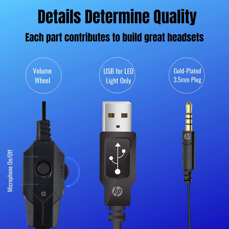 HP PS5/PS4 Gaming Headset Wired Headphones with Microphone for PC  Nintendo Switch  Laptop  Headphones Wired and LED Light - Image 2