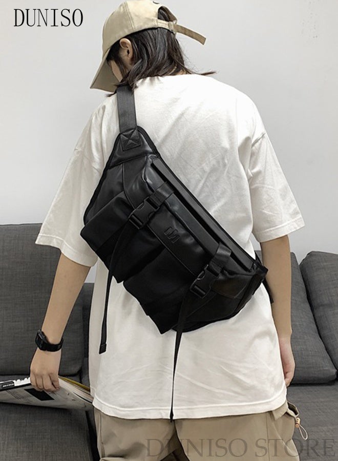 DUNISO Compact Waist Bag for Men and Women Waterproof Crossbody Waist Bag Multipurpose Chest Shoulder Bag with Buckle Everyday Carry Bag Sling Bag for Travel Work Sports Versatile Belt Bag Unisex Adults Waist Bag - Image 3