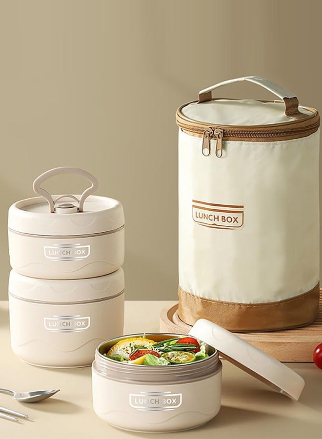 صندوق غداء من الفولاذ المقاوم للصدأ معزول بعلبة بينتو مقاومة للتسرب مع أدوات مائدة وحقيبة عزل للأطفال والكبار والمدرسة والمكتب والماء الساخن والتسخين بالميكروويف - Image 1