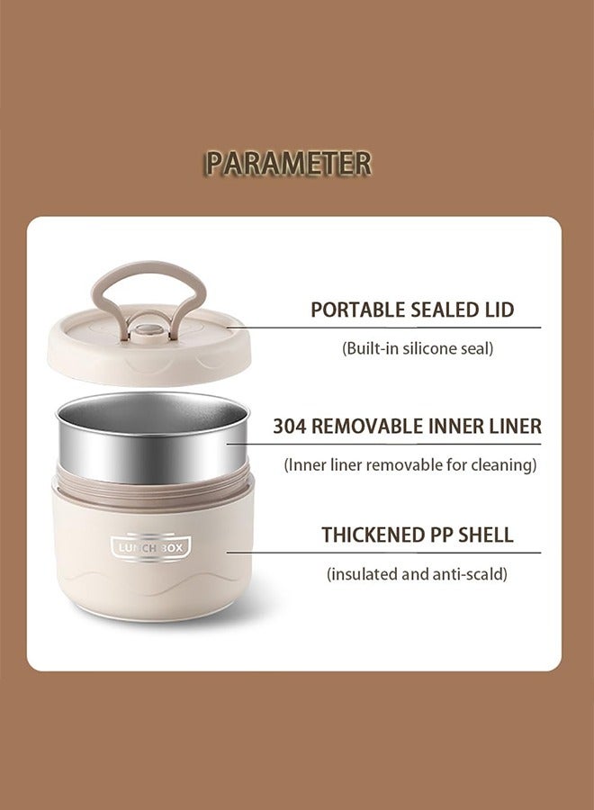 صندوق غداء من الفولاذ المقاوم للصدأ معزول بعلبة بينتو مقاومة للتسرب مع أدوات مائدة وحقيبة عزل للأطفال والكبار والمدرسة والمكتب والماء الساخن والتسخين بالميكروويف - Image 4