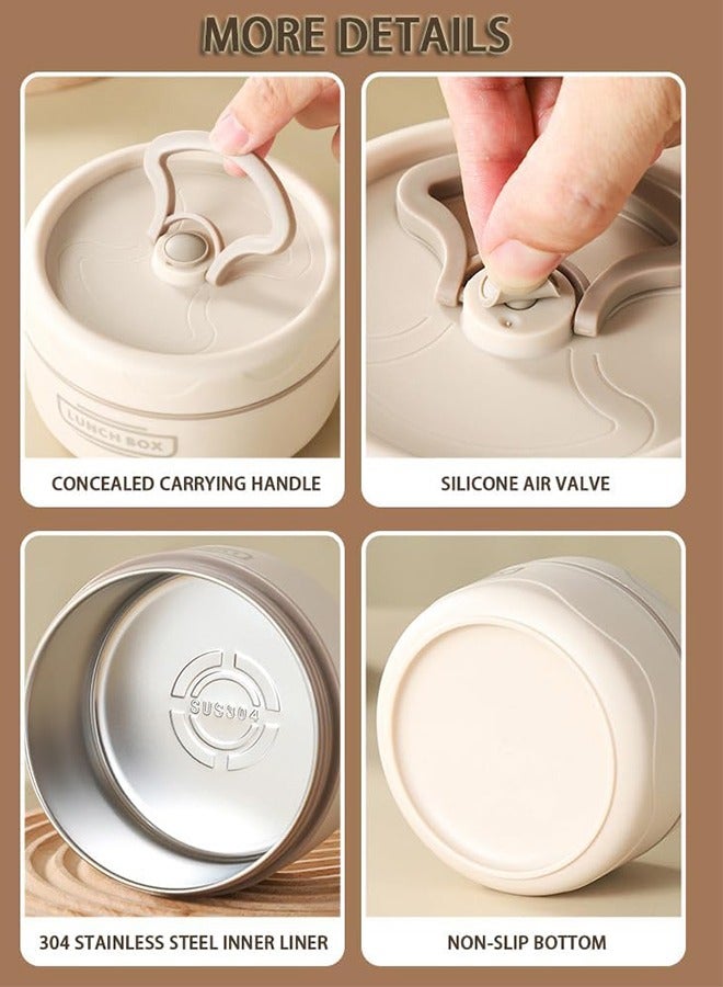 صندوق غداء من الفولاذ المقاوم للصدأ معزول بعلبة بينتو مقاومة للتسرب مع أدوات مائدة وحقيبة عزل للأطفال والكبار والمدرسة والمكتب والماء الساخن والتسخين بالميكروويف - Image 5