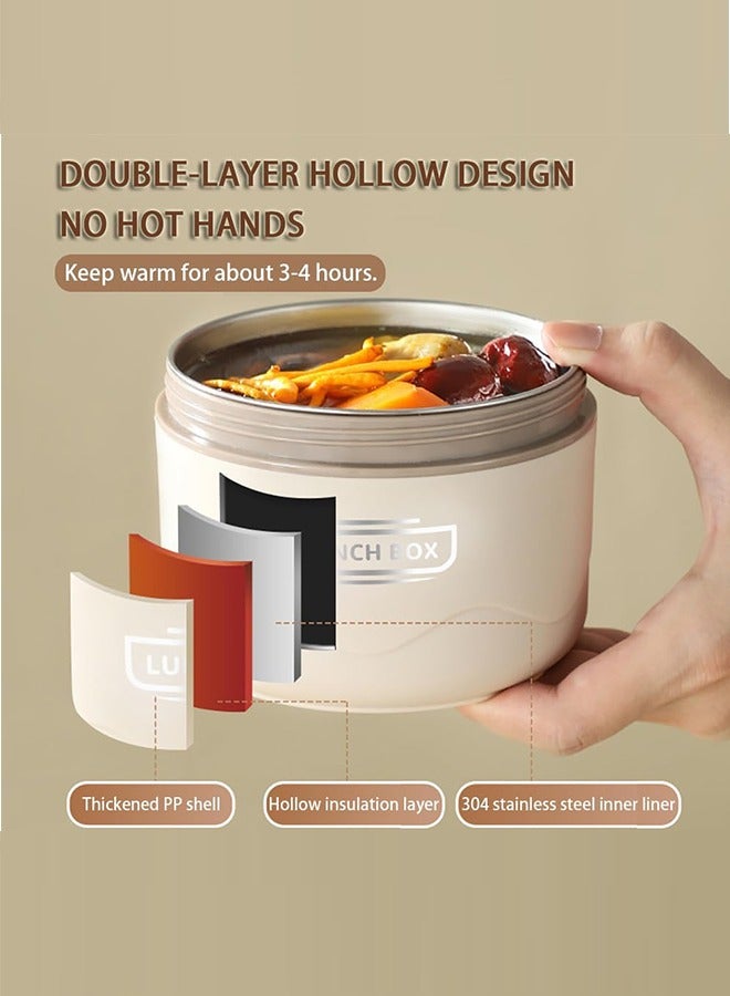 صندوق غداء من الفولاذ المقاوم للصدأ معزول بعلبة بينتو مقاومة للتسرب مع أدوات مائدة وحقيبة عزل للأطفال والكبار والمدرسة والمكتب والماء الساخن والتسخين بالميكروويف - Image 3