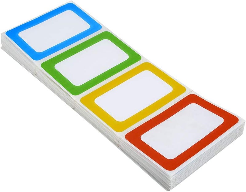 Solar-Power Plain Name Tag Stickers Colorful Border Name Tag Labels - 200 Stickers (3.5 x 2.25 inch) - Image 1
