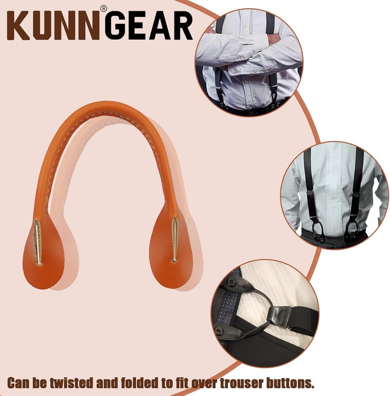 KUNN Genuine Leather Strips 4 Pcs Replacement for Medieval Button End Suspenders,Brown - Image 5