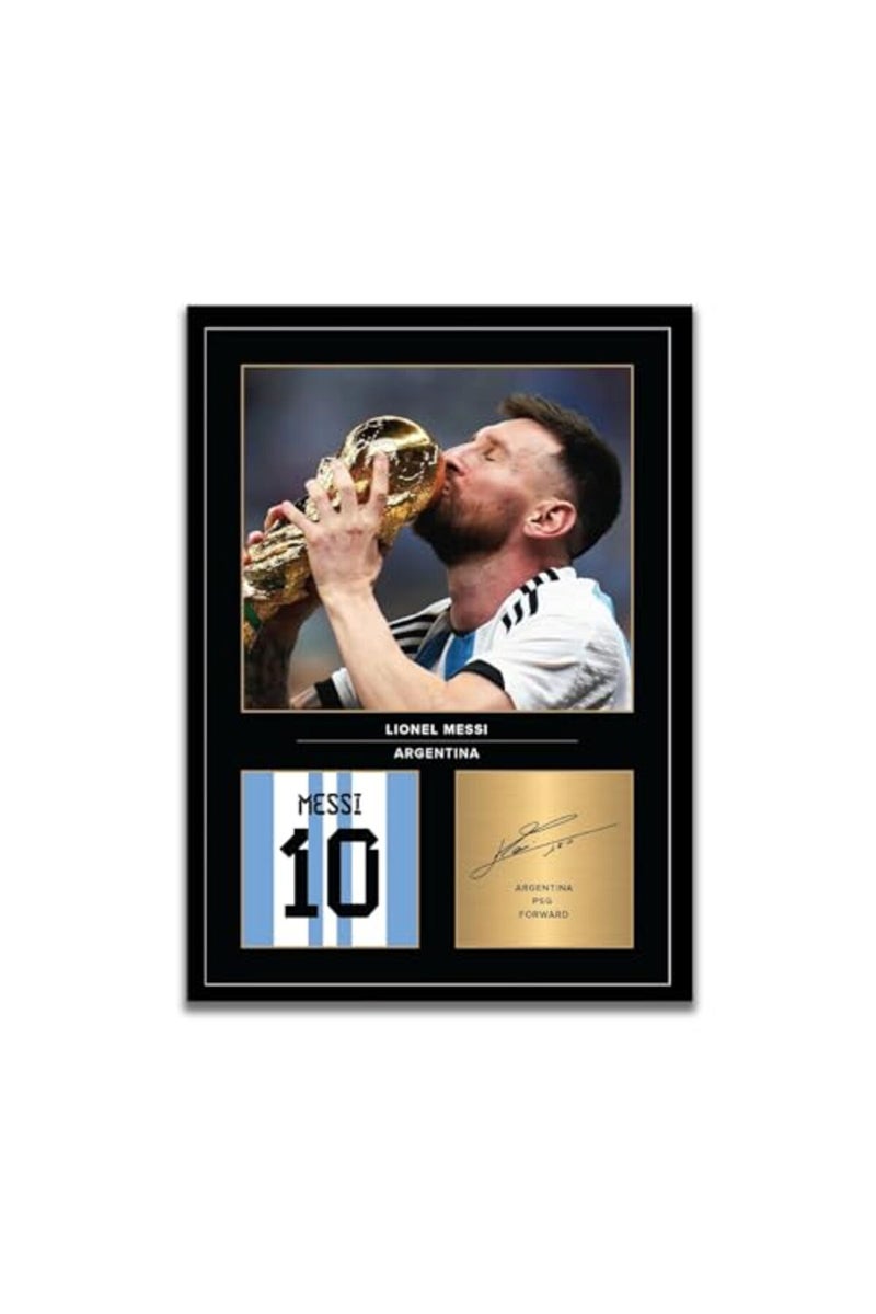 Home Trove Alayra FramedWall Art World Cup Signed Printed Photo Picture Display Gift For Argentina Fans Digitally Reproduced Signature Black Frame with Glass-Ready to hang A3-44cm - Image 2