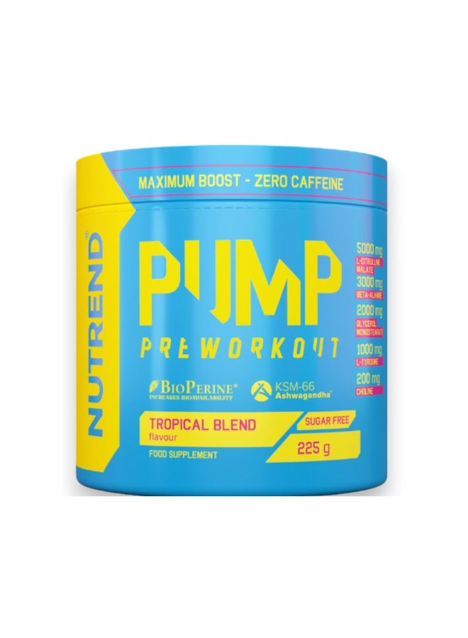 NUTREND Pump Pre Workout, Tropical Blend Flavour, 225g