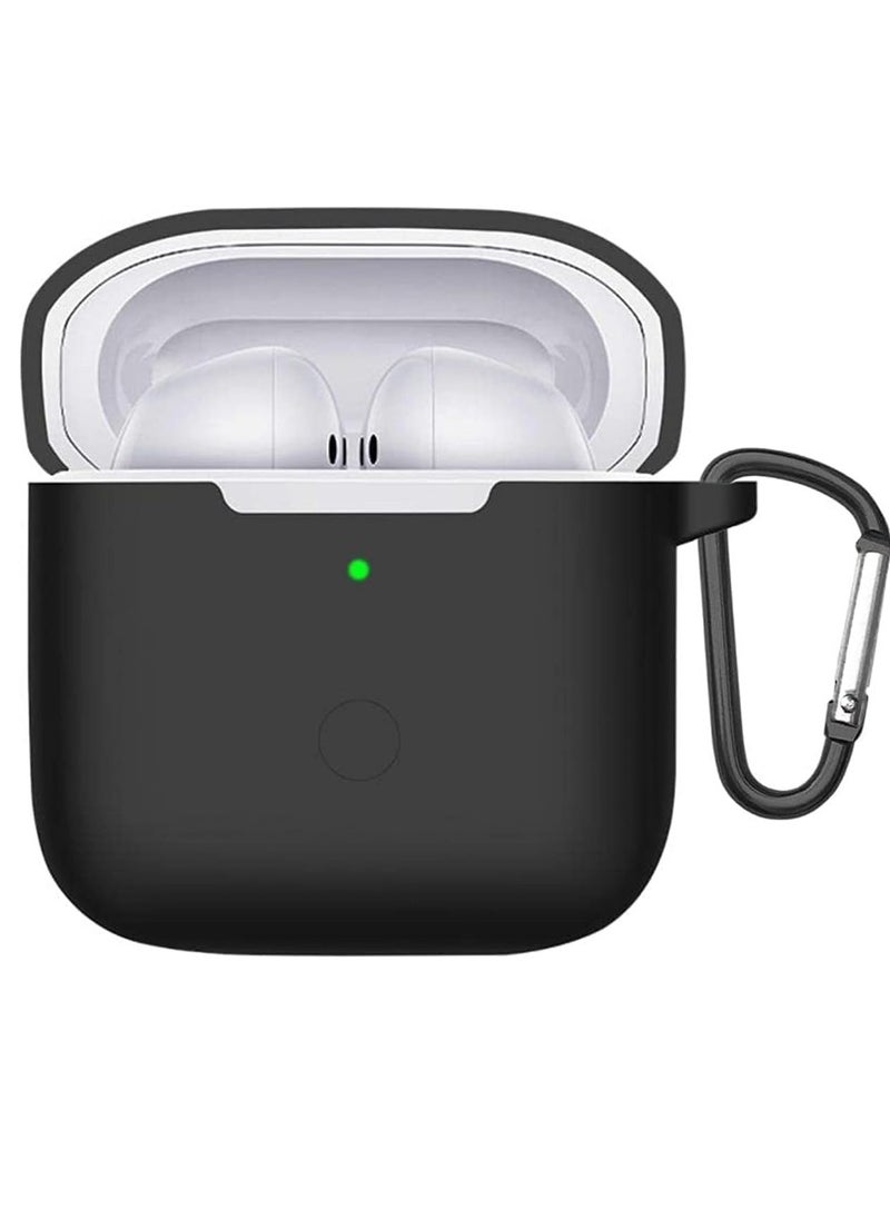 Generic - Xiaomi Mi Redmi Buds 3  Case Protective Silicone Case for Xiaomi Mi Redmi Buds 3 Portable Charging Case with Carabiner Keychain Anti-lost (black) - Image 1