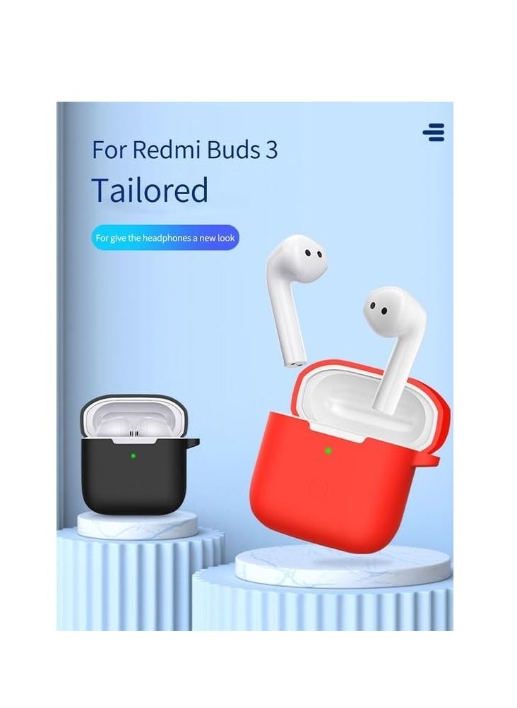 Generic - Xiaomi Mi Redmi Buds 3  Case Protective Silicone Case for Xiaomi Mi Redmi Buds 3 Portable Charging Case with Carabiner Keychain Anti-lost (black) - Image 1
