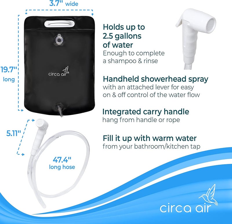Circa Air حقيبة استحمام محمولة من لغسل الشعر ف�� السرير، محطة غسل شعر محمولة، أدوات غسل شعر لكبار السن والمعاقين، حوض غسل شعر للمعاقين لملحقات غسل شعر المرضى طريحي الفراش (أسود) - Image 3