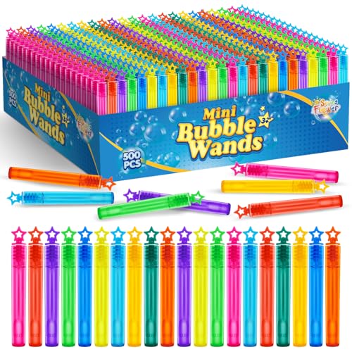 spring flower SpringFlower 500 PCS Mini Bubble WandsBubble Maker Toys for KidsSummer Outdoor Bubble ActivitiesBubble Party Favors Assortment Toys for Kids Party Favor Supply Themed Birthday10 Colors - Image 1