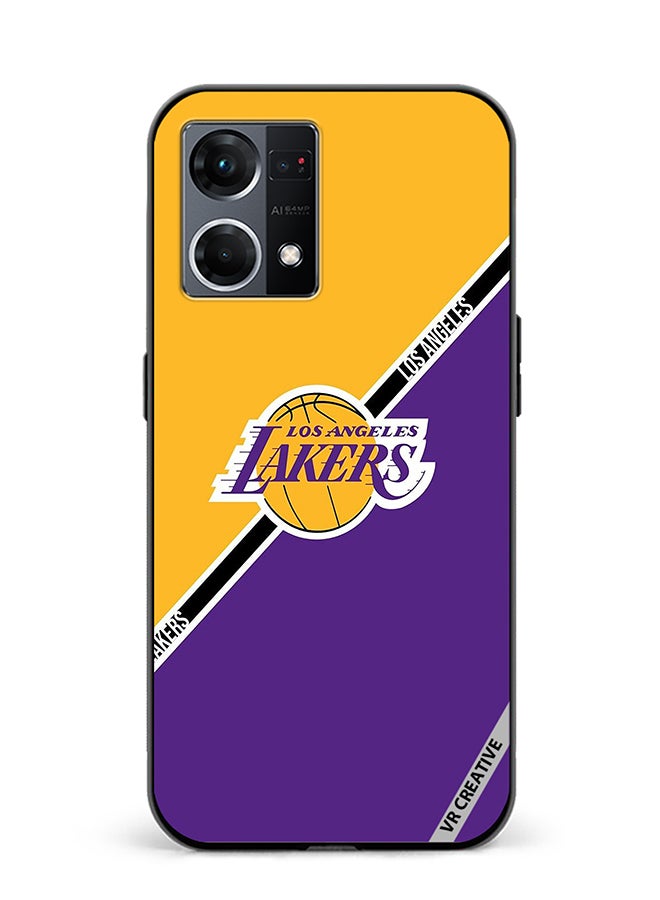 VR CREATIVE Protective Case Cover For Oppo Reno8 4G Los Angeles Lakers Design Multicolour - Image 1