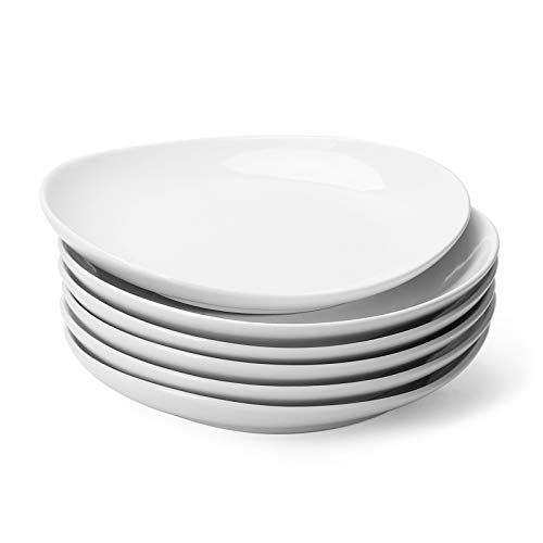 Sweese Porcelain 7.8 Inch Dessert Plates Set of 6 - White Salad Plates, Appetizer Plates, Small Plates - Dishwasher, Microwave, Oven Safe, Smooth Glaze, Scratch Resistant - Image 1