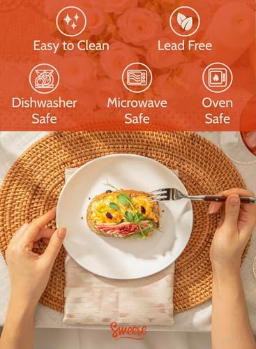Sweese Porcelain 7.8 Inch Dessert Plates Set of 6 - White Salad Plates, Appetizer Plates, Small Plates - Dishwasher, Microwave, Oven Safe, Smooth Glaze, Scratch Resistant - Image 3