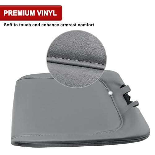 KBH Center Console Armrest Cover Replacement for 2013-2018 Ram 1500, 2013-2025 Ram 1500 Classic/2500/3500, 40/20/40 Jump Seat, Vinyl Leather, Anti-Scratch, Gray - Image 4