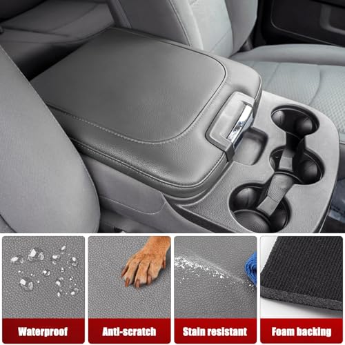 KBH Center Console Armrest Cover Replacement for 2013-2018 Ram 1500, 2013-2025 Ram 1500 Classic/2500/3500, 40/20/40 Jump Seat, Vinyl Leather, Anti-Scratch, Gray - Image 5