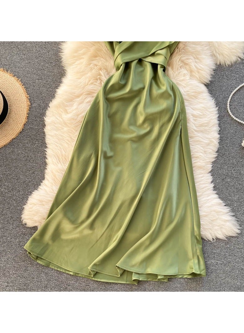 KUYING New High-End Cross V-neck Evening Gown Slim Fit Mid Length Skirt - Image 3