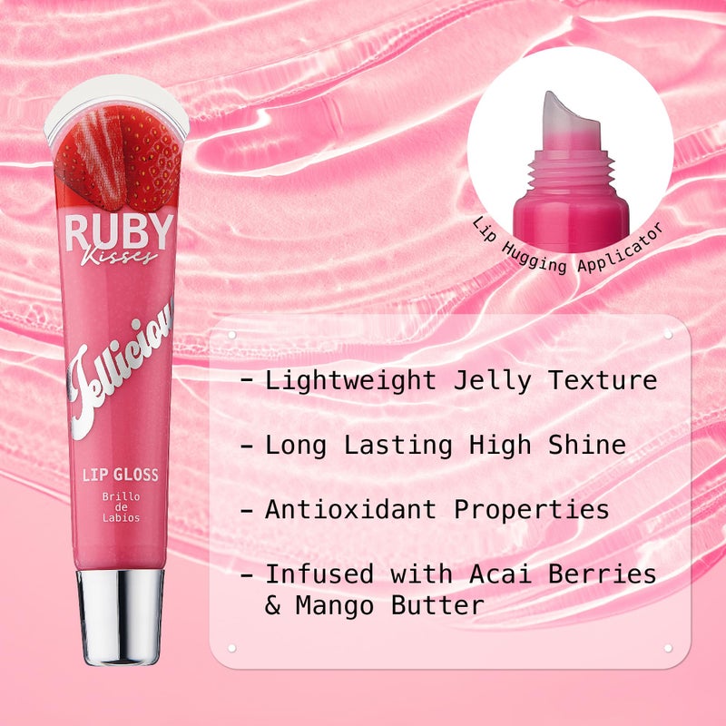 Ruby Kisses Jellicious Mouth Watering Lip Gloss (JLG07&JLG10&JLG13) Long Lasting Shine - Image 2