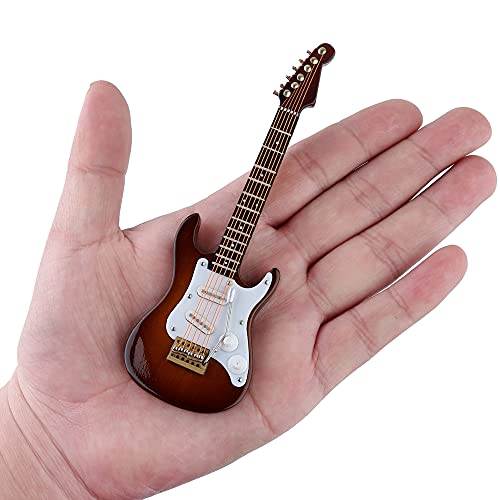 Dselvgvu Wooden Miniature Electric Guitar with Stand and Case Mini Musical Instrument Electric Guitar Replica Collectible Figurines Model Home Decoration Display Ornament Brown 549x176x048 - Image 5