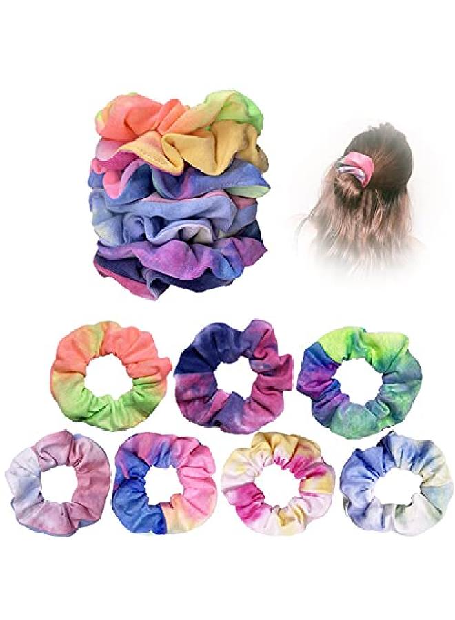 Yi-gog 7Pcs Tie Dye Scrunchies For Hair Gradient Cotton Hair Scrunchies Soft Ponytail Holder Candy Colors Elastic Hair Bands Rainbow Scrunchies For Girls And Women - Image 1