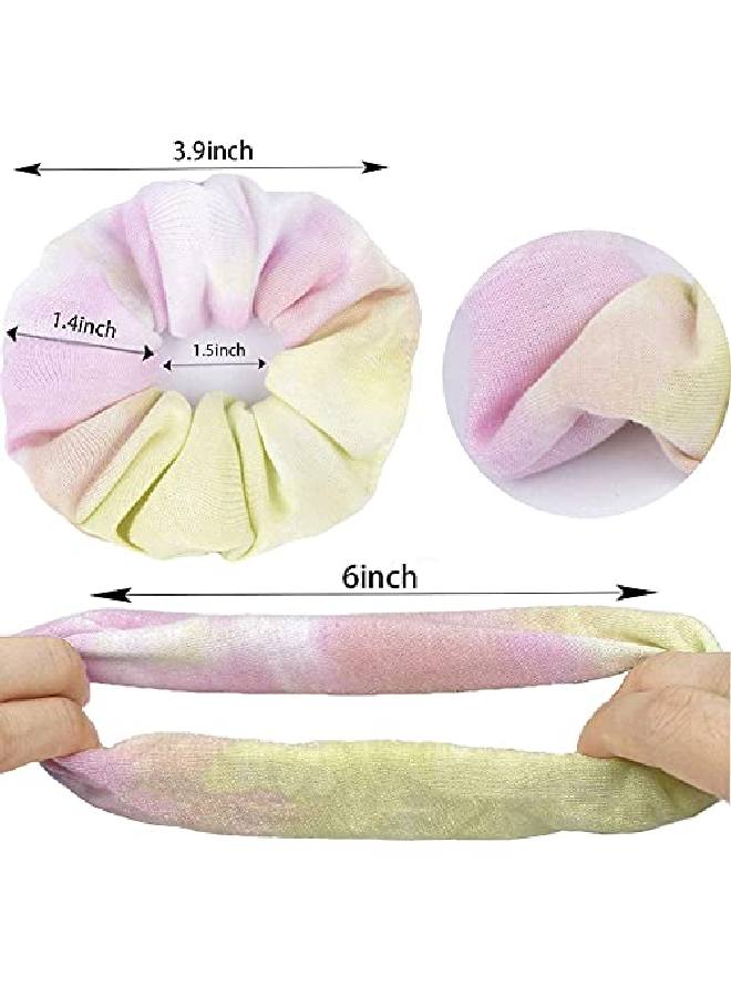 Yi-gog 7Pcs Tie Dye Scrunchies For Hair Gradient Cotton Hair Scrunchies Soft Ponytail Holder Candy Colors Elastic Hair Bands Rainbow Scrunchies For Girls And Women - Image 4