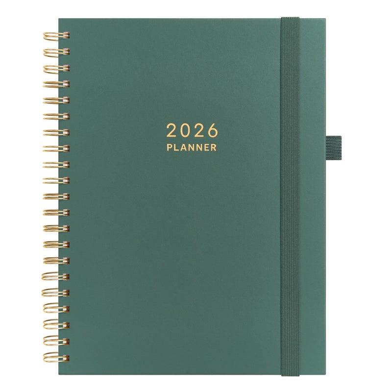 And Per Se 2026 Planner مقاس A4 - مخطط يومي أسبوعي و18 شهرًا، جدول يومي، علامات تبويب شهرية، ورق سميك 100 جرام في المتر المربع (أخضر) - Image 1