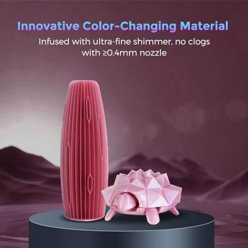 FLASHFORGE PLA Filament 1.75mm +/- 0.02mm Rose Quartz, Color Changeable 3D Printer Filament 1kg (2.2lbs), Chameleon 3D Printing Filament Changing Colors with Light, Perfectly Hide The Layer Line - Image 4