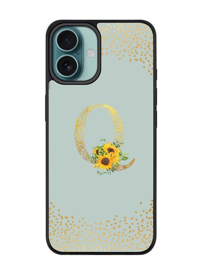 Stylizedd For iPhone 16 Plus Case [Compatible with MagSafe] Slim Magnetic cover Phone Case iPhone 16 Plus -Custom Floral Monogram - Q (Light Grey ) - Image 1