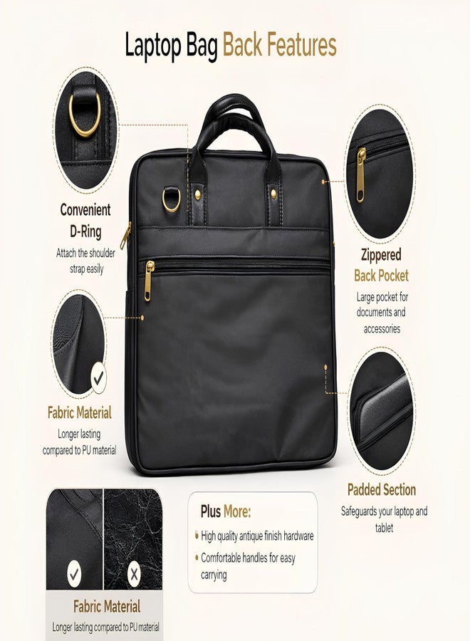 Flyer Laptop Bags for Men Office Use | Upto 15.6 inch and 14 inch | Expandable Bottom | Mobile & Pen Compartment with Organizers | Sturdy Fabric | Professional Office Bag for Man & Women - Black - Image 3
