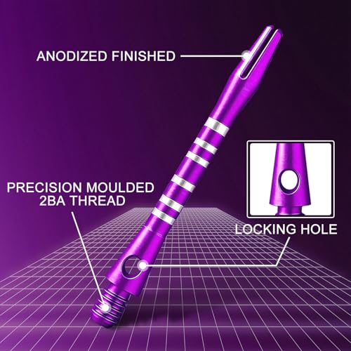 Lavishio 8 Sets 24 pcs Aluminum Dart Shafts, Dart Shafts for Steel Tip, Aluminum 2BA Thread Dart Accessories,Dart Shafts Replacement Kit with 24 Dart Flights for Steel Tip Soft Tip Darts (Purple) - Image 4