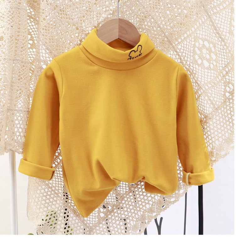 Kids Velvet Warm Long Sleeve Collared Top FDR04-Lapel Yellow 