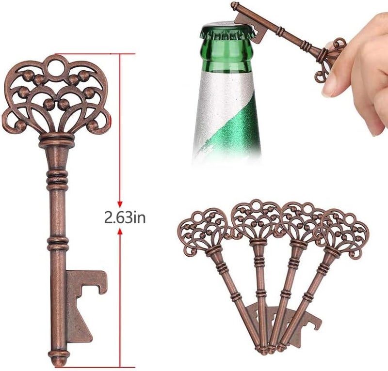 WODEGIFT 20 PCS Vintage Skeleton Key Bottle Openers with Thank You Tags and Chains,Wedding Favors and Bridal Shower Favors(Red Copper) - Image 2