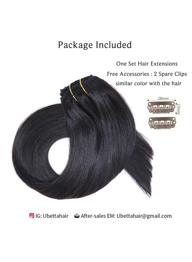 Clip in Hair Extensions Real Human Hair Clip in Extensions 7 Pieces 70G Natural Black Hair Extensions Clip in Human Hair 18 Inch Seamless Double Weft Remy Human Hair Clip in Extensions for Women