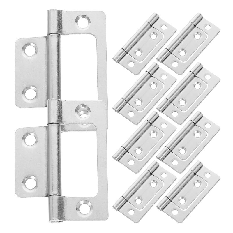 10 Heavy Duty Stainless Steel Cabinet Hinges 51x25x1.2mm White Flat Quiet Hardware - Image 2