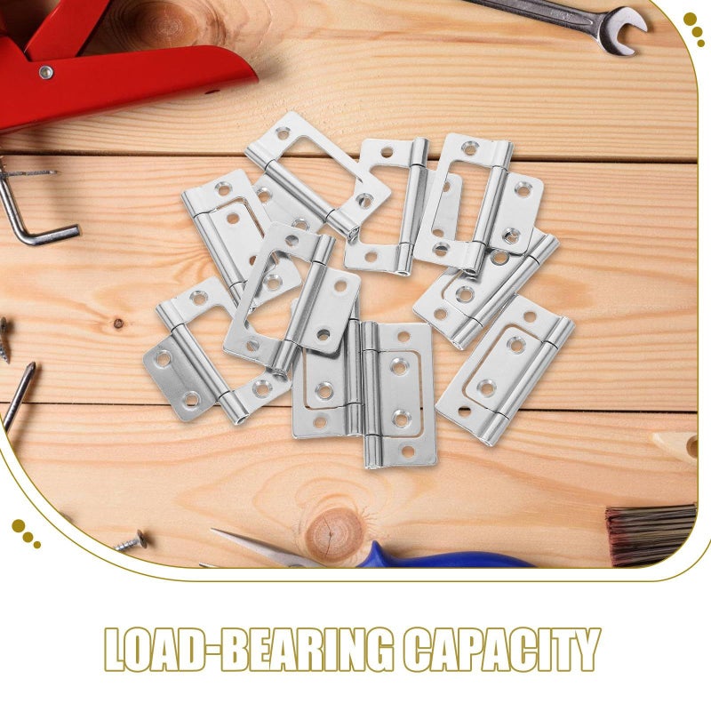 10 Heavy Duty Stainless Steel Cabinet Hinges 51x25x1.2mm White Flat Quiet Hardware - Image 4