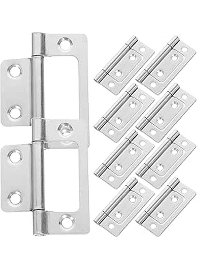 10 Heavy Duty Stainless Steel Cabinet Hinges 51x25x1.2mm White Flat Quiet Hardware - Image 1